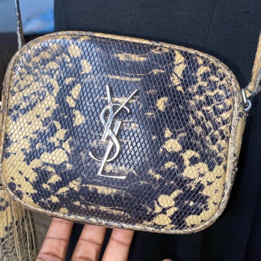 YSL Monogram Python-Embossed Crossbody Bag - Picture 9 of 10